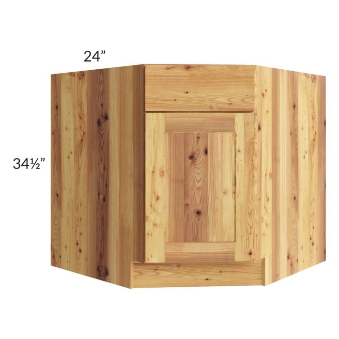 RTA Rustic Shaker 36" Diagonal Corner Sink Base Cabinet with 1 Roll Out Tray