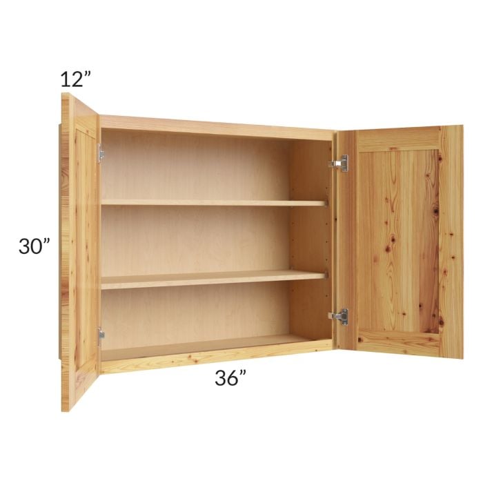 RTA Rustic Shaker 36" x 30" Wall Cabinet with Glass Door