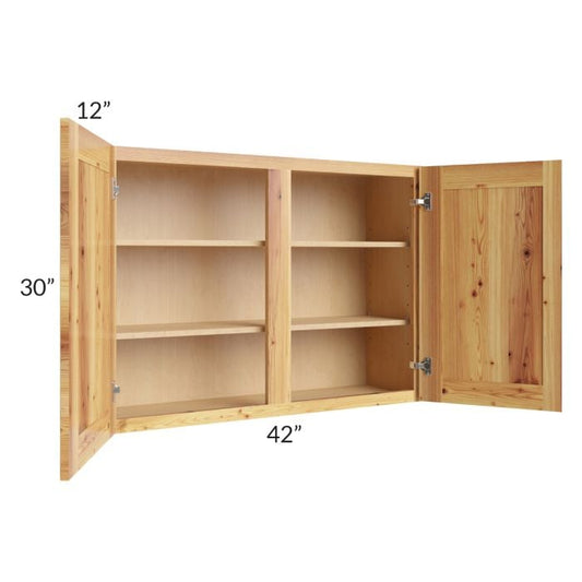RTA Rustic Shaker 42" x 30" Wall Cabinet with 1 Decorative End Panel