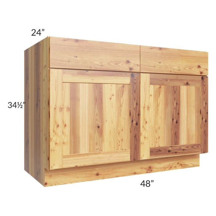 RTA Rustic Shaker 48" Base Cabinet with 1 Decorative End Panel and 2 Skins