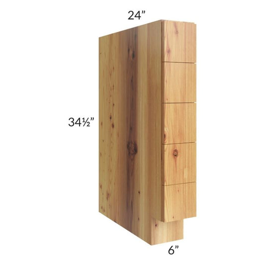 RTA Rustic Shaker 6" Base Spice Drawer Cabinet with 1 Decorative End Panel