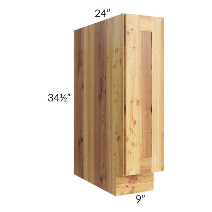 RTA Rustic Shaker 9" Full Height Door Tray Base Cabinet - Left Hinged with 2 Decorative End Panels and 1 Skin