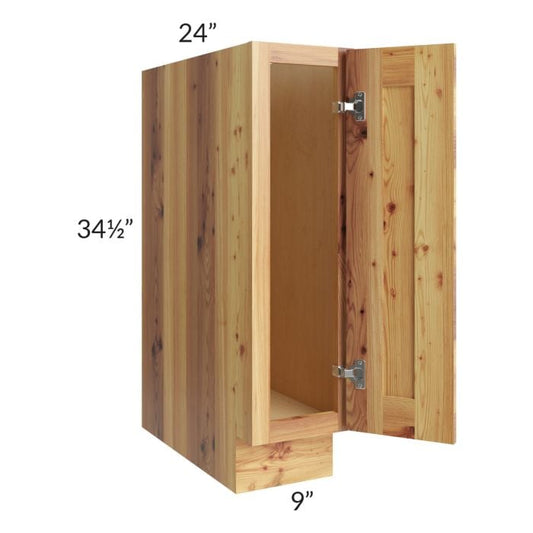 RTA Rustic Shaker 9" Full Height Door Tray Base Cabinet - Right Hinged with 1 Decorative End Panel and 1 Skin
