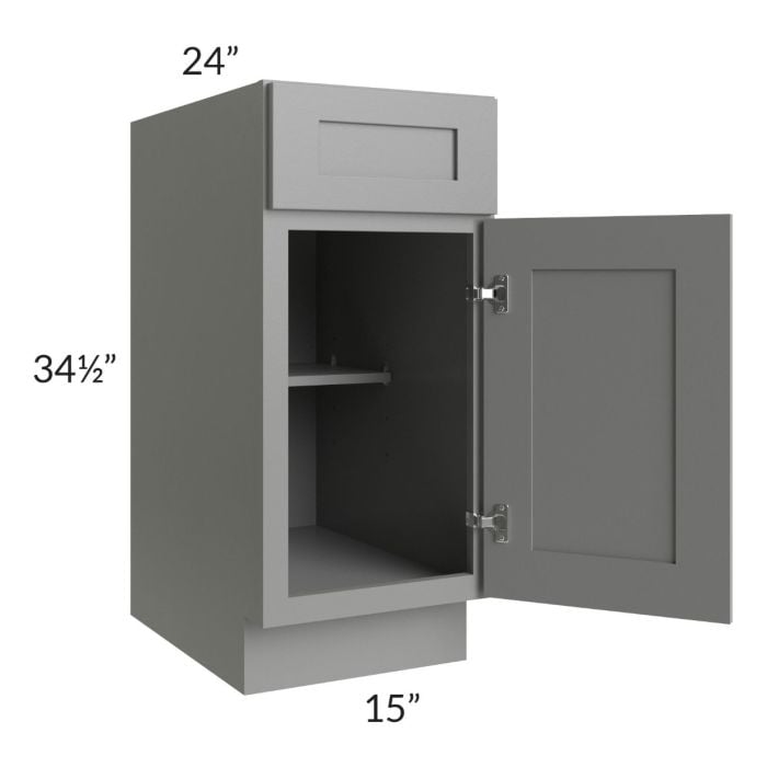 RTA Shale Grey Shaker 15" Base Cabinet with 1 Roll Out Tray