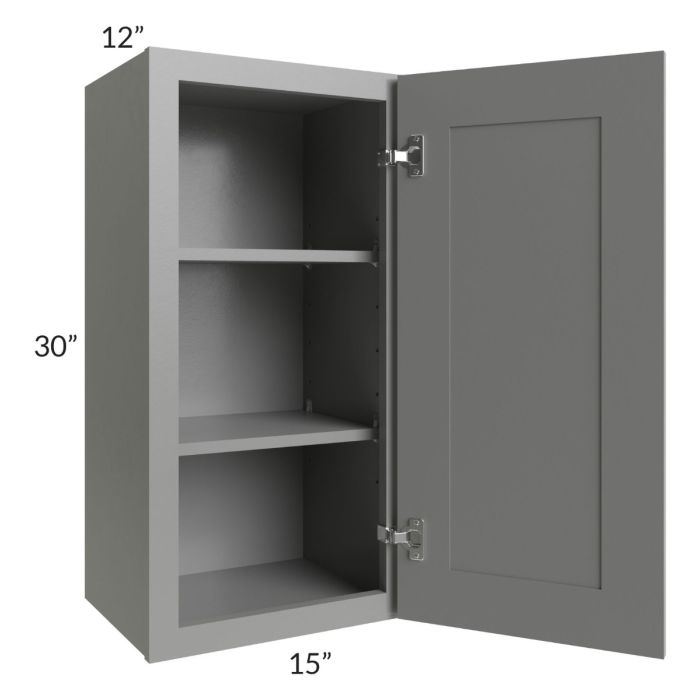 RTA Shale Grey Shaker 15" x 30" Wall Cabinet with 2 Decorative End Panels
