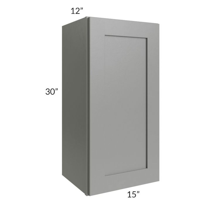 RTA Shale Grey Shaker 15" x 30" Wall Cabinet with Glass Door