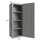 RTA Shale Grey Shaker 15" x 42" Wall Cabinet with Glass Door