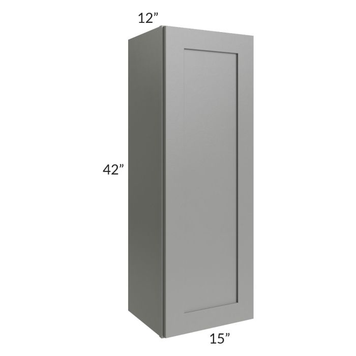 RTA Shale Grey Shaker 15" x 42" Wall Cabinet with Glass Door