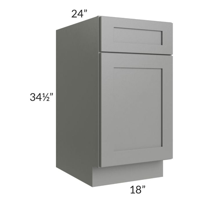 RTA Shale Grey Shaker 18" Base Cabinet with 1 Decorative End Panel and 1 Roll Out Tray