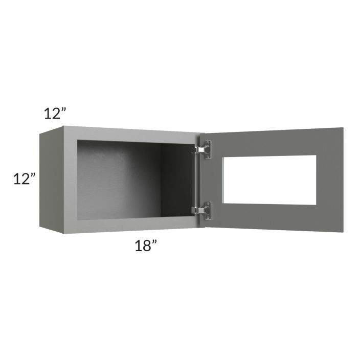 RTA Shale Grey Shaker 18" x 12" Decorative Wall Cabinet with Plain Glass