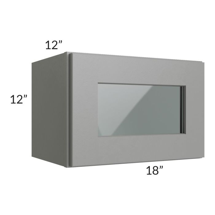 RTA Shale Grey Shaker 18" x 12" Decorative Wall Cabinet with Plain Glass