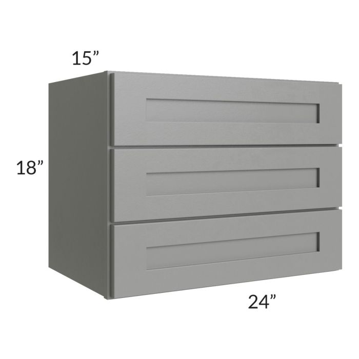 RTA Shale Grey Shaker 18" x 24" 3-Drawer Wall Cabinet