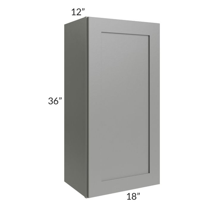RTA Shale Grey Shaker 18" x 36" Wall Cabinet with 1 Decorative End Panel and Mullion Glass Door