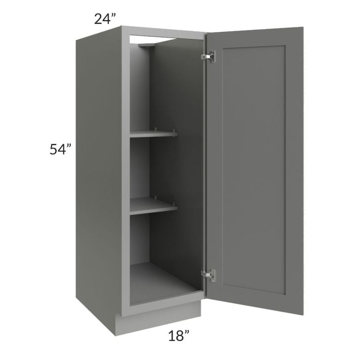 RTA Shale Grey Shaker 18" x 54" Split Pantry Base Cabinet with 3 Roll Out Trays