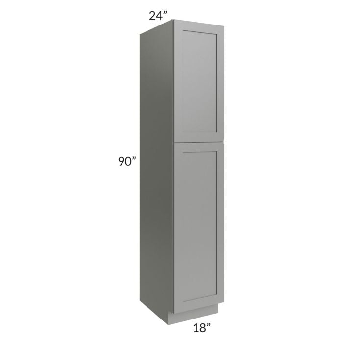 RTA Shale Grey Shaker 18" x 90" Utility Cabinet with 2 Decorative End Panels and 3 Roll Out Trays