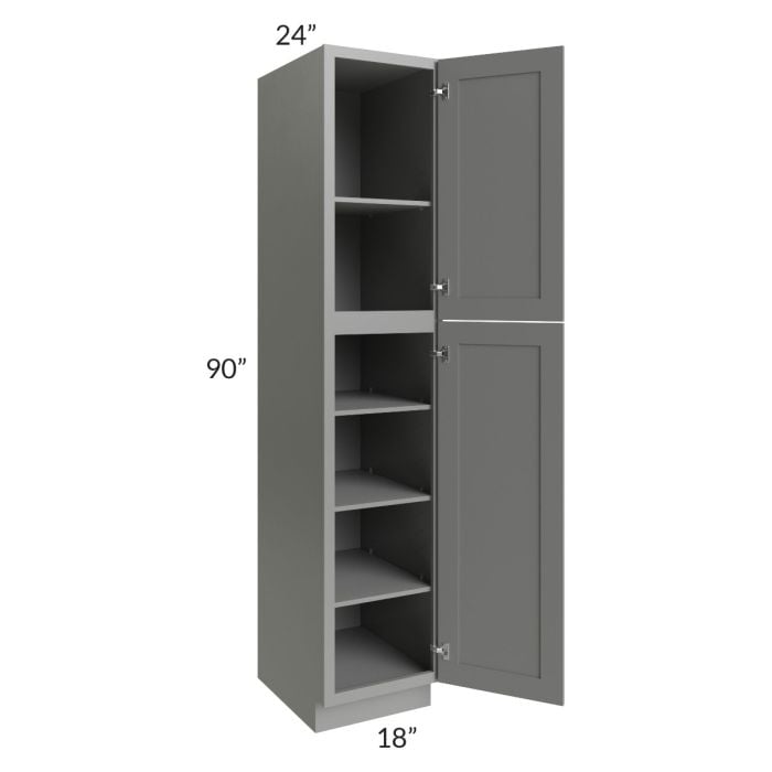 RTA Shale Grey Shaker 18" x 90" Utility Cabinet with 2 Decorative End Panels and 3 Roll Out Trays