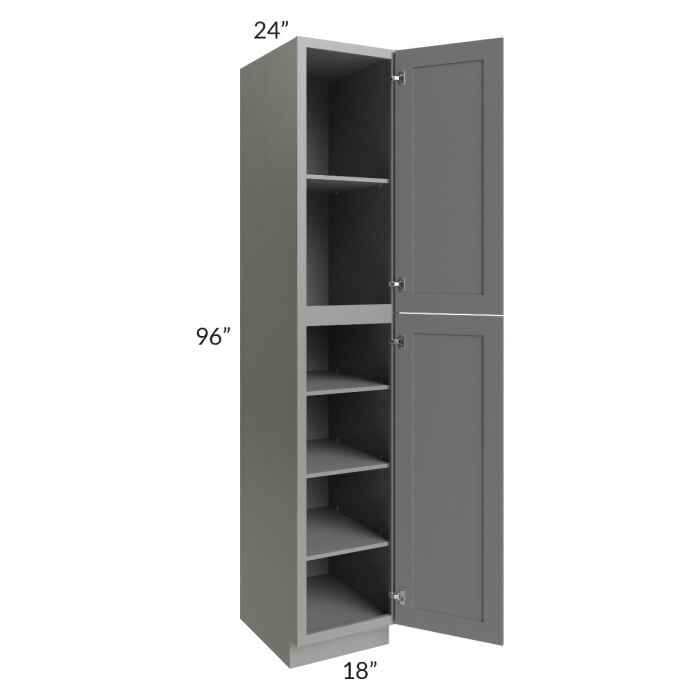 RTA Shale Grey Shaker 18 " x 96" Utility Cabinet with 2 Decorative End Panels and 3 Roll Out Trays