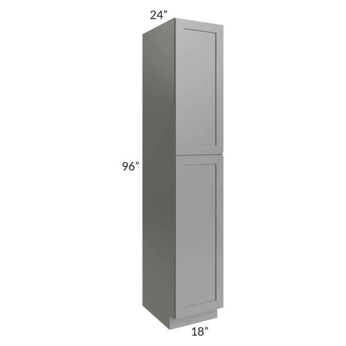 RTA Shale Grey Shaker 18 " x 96" Utility Cabinet with 2 Decorative End Panels and 4 Roll Out Trays