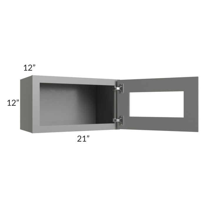 RTA Shale Grey Shaker 21" x 12" Decorative Wall Cabinet with Plain Glass