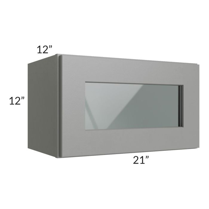 RTA Shale Grey Shaker 21" x 12" Decorative Wall Cabinet with Plain Glass