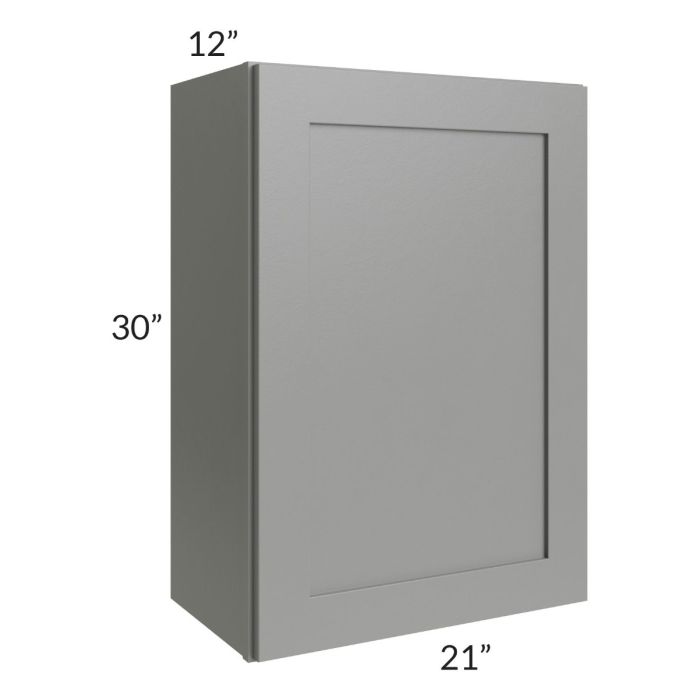 RTA Shale Grey Shaker 21" x 30" Wall Cabinet with 1 Decorative End Panel and Glass Door