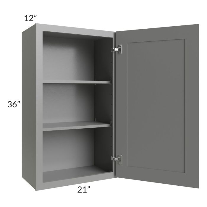RTA Shale Grey Shaker 21" x 36" Wall Cabinet with 2 Decorative End Panels