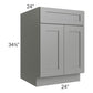 RTA Shale Grey Shaker 24" Base Cabinet with 2 Roll Out Trays