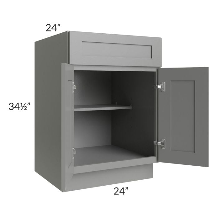 RTA Shale Grey Shaker 24" Base Cabinet with 2 Roll Out Trays