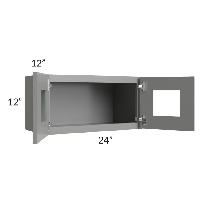 RTA Shale Grey Shaker 24" x 12" Decorative Wall Cabinet with Plain Glass