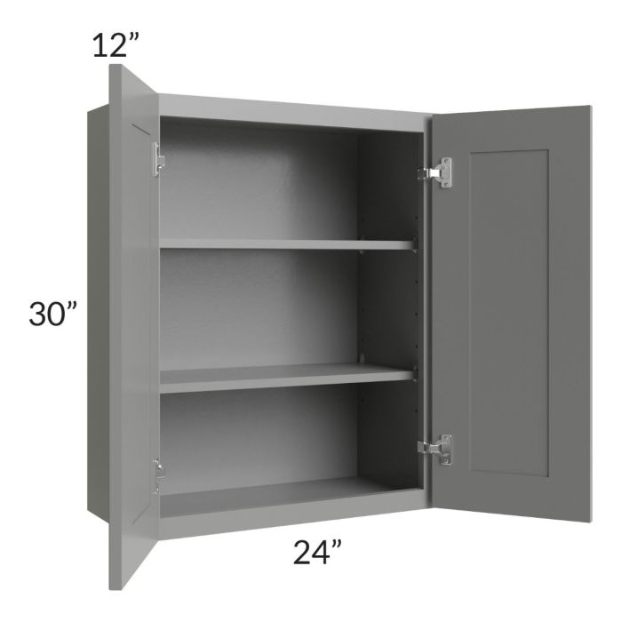 RTA Shale Grey Shaker 24" x 30" Wall Cabinet with 1 Decorative End Panel
