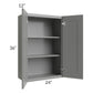 RTA Shale Grey Shaker 24" x 36" Wall Cabinet with 1 Decorative End Panel and Mullion Glass Door