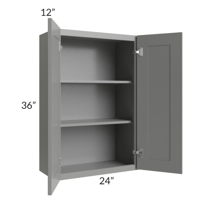 RTA Shale Grey Shaker 24" x 36" Wall Cabinet with Mullion Glass Door