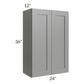 RTA Shale Grey Shaker 24" x 36" Wall Cabinet with Mullion Glass Door