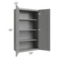 RTA Shale Grey Shaker 24" x 42" Wall Cabinet with Glass Door