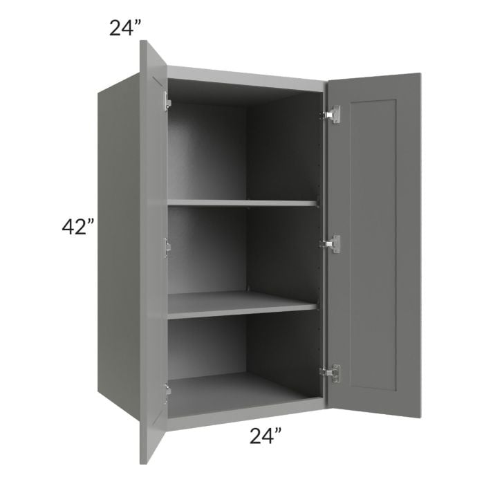 RTA Shale Grey Shaker 24" x 42" x 24" Split Pantry Wall Cabinet