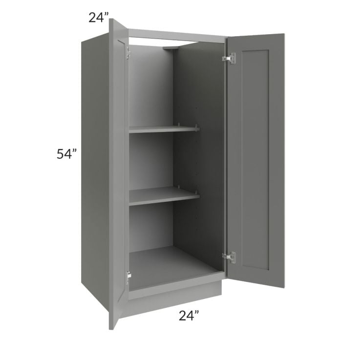 RTA Shale Grey Shaker 24" x 54" Split Pantry Base Cabinet with 3 Roll Out Trays