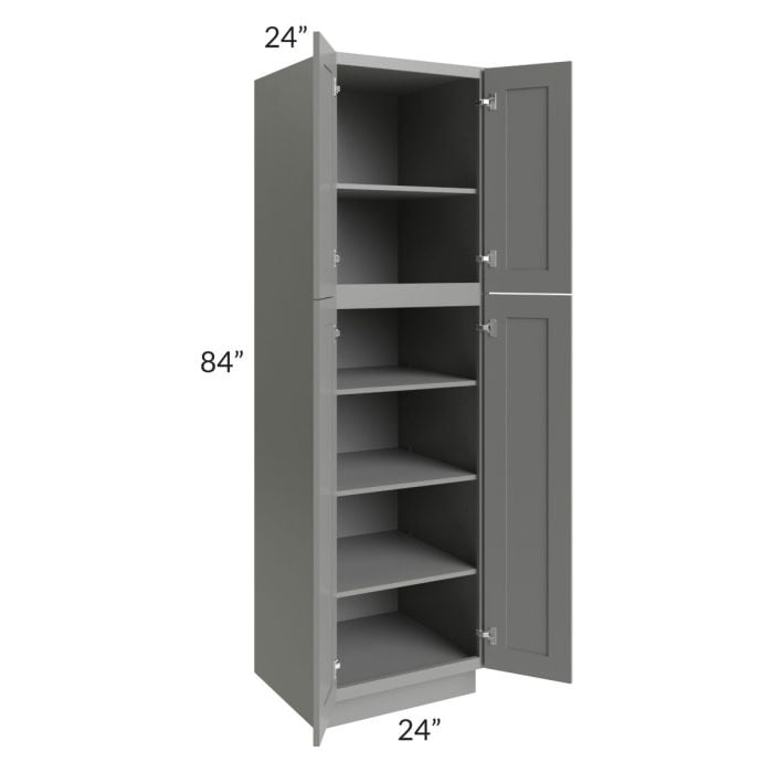 RTA Shale Grey Shaker 24" x 84" Utility Cabinet with 3 Roll Out Trays
