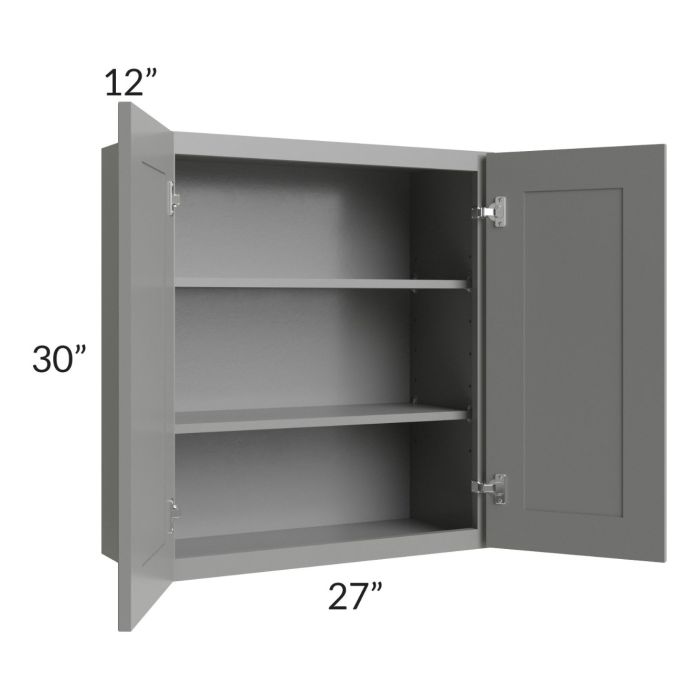 RTA Shale Grey Shaker 27" x 30" Wall Cabinet with 1 Decorative End Panel