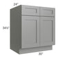 RTA Shale Grey Shaker 30" Base Cabinet with 2 Decorative End Panels and 2 Roll Out Trays