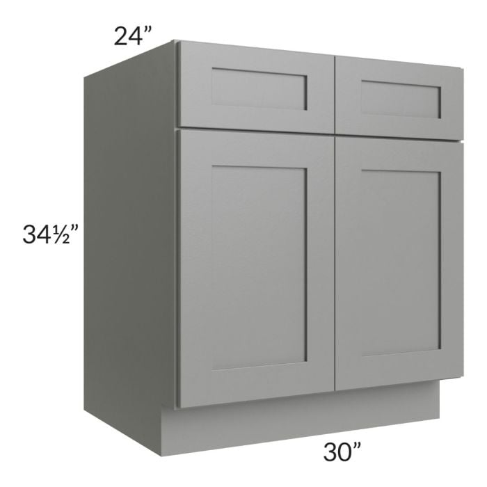 RTA Shale Grey Shaker 30" Base Cabinet with 2 Decorative End Panels and 2 Roll Out Trays