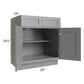 RTA Shale Grey Shaker 30" Base Cabinet with 2 Decorative End Panels and 2 Roll Out Trays