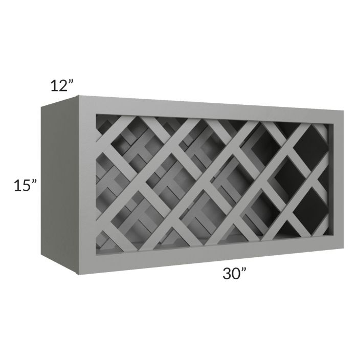 RTA Shale Grey Shaker 30" x 15" Lattice Wine Rack