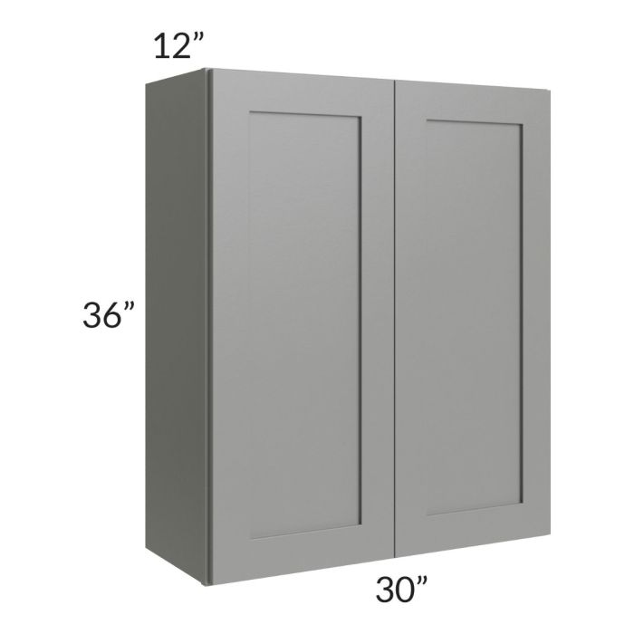 RTA Shale Grey Shaker 30" x 36" Wall Cabinet with 1 Decorative End Panel Mullion Glass Door