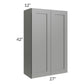 RTA Shale Grey Shaker 30" x 42" Wall Cabinet with Glass Door