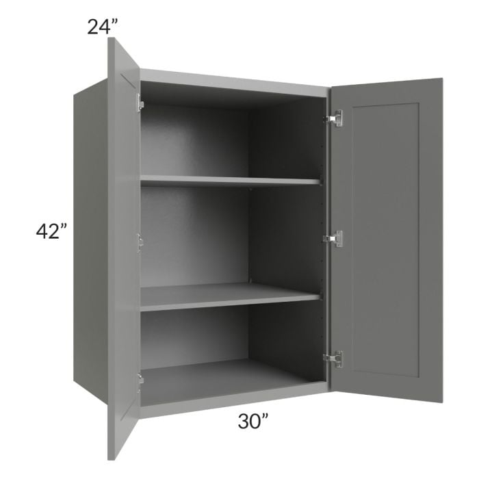 RTA Shale Grey Shaker 30" x 42" x 24" Split Pantry Wall Cabinet