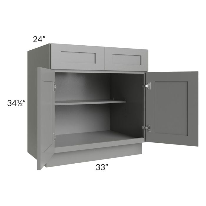RTA Shale Grey Shaker 33" Base Cabinet with 2 Decorative End Panels