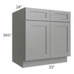 RTA Shale Grey Shaker 33" Base Cabinet with 2 Roll Out Trays