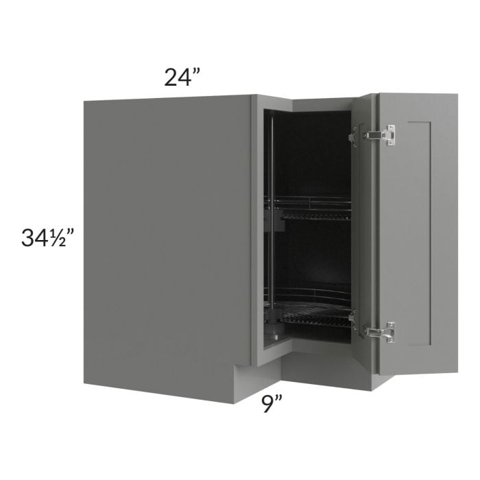 RTA Shale Grey Shaker 33" Lazy Susan Corner Base with Stainless Steel Baskets with 2 Plastic Baskets