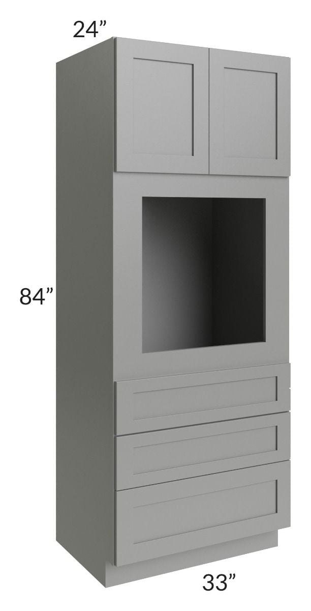 RTA Shale Grey Shaker 33" x 84" Universal Oven Cabinet with 1 Decorative End Panel