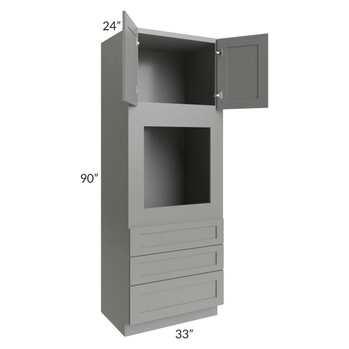 RTA Shale Grey Shaker 33" x 90" Universal Oven Cabinet with 1 Decorative End Panel